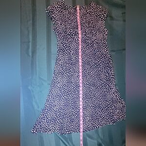 Womens Blue/White Polka Dot Petite Medium Dress